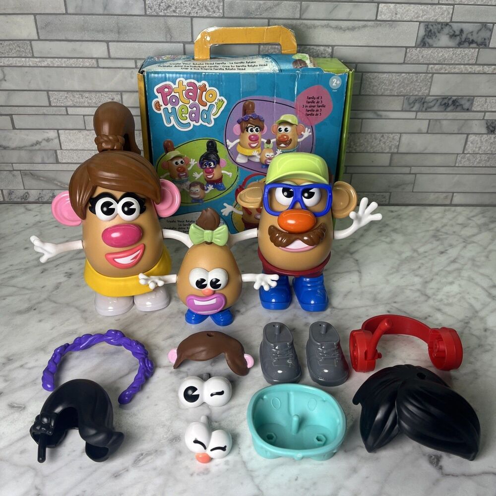 Potato Head Create Family of 3 Complete Set with 44 Parts & Pieces [DAMAGED BOX]